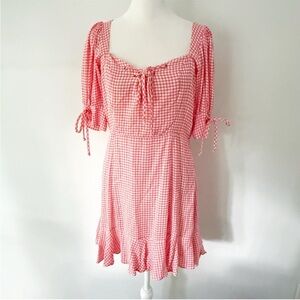Dress Forum Women Gingham Puff Sleeve Dress Medium Cottagecore Coquette Milkmaid
